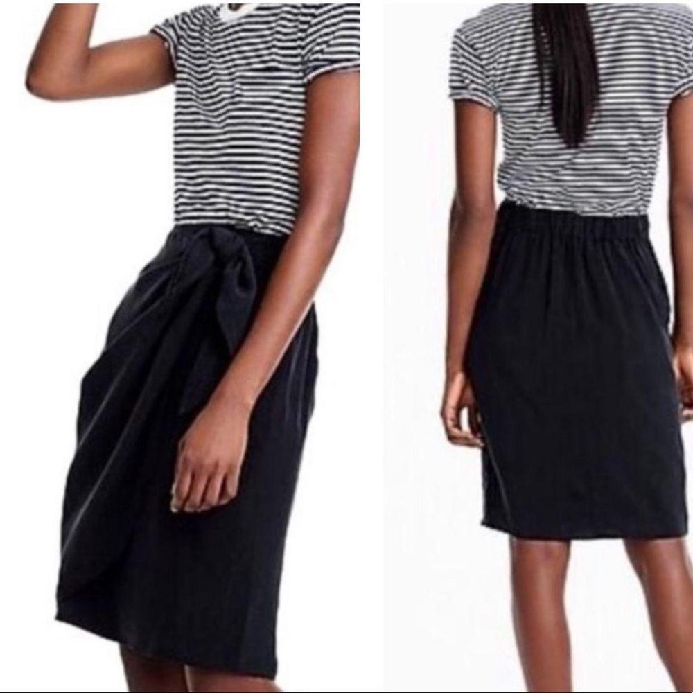 J.Crew faux wrap Japanese Cupro elastic waist skirt 2